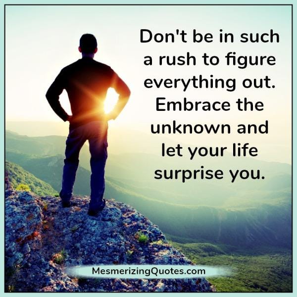 Don't be in such a rush to figure everything out