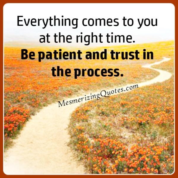 Everything comes to you at the right time