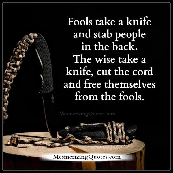 Fools take a knife & stab people in the back