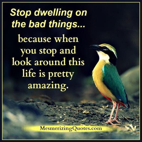 Stop dwelling on the bad things in life