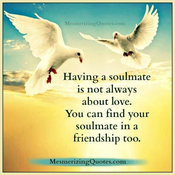 You can find your soulmate in a friendship too