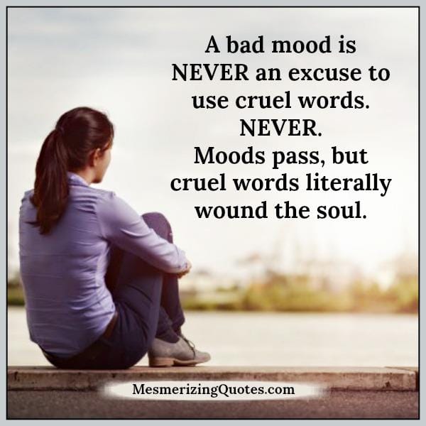 A bad mood is never an excuse to use cruel words